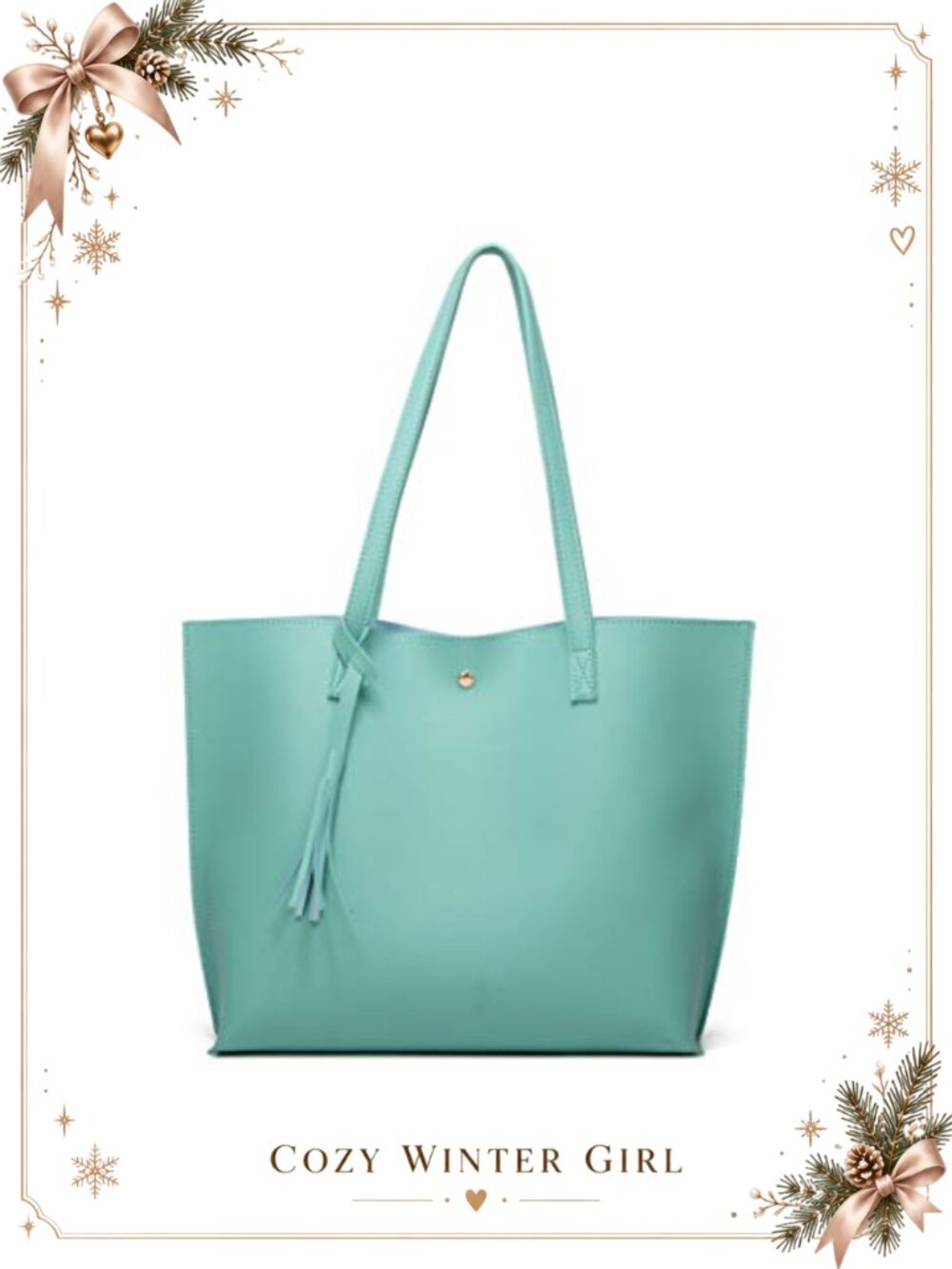 Faux Leather Tote Bag Tassel Satchel Shoulder Handbag Big Capacity